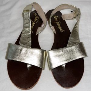 Free People Under Wraps Metallic Leather Gladiator Sandals 7.5 / 38